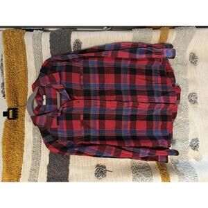 Roxy Woman’s Red Plaid Flannel Button Up Long Sleeve - LARGE